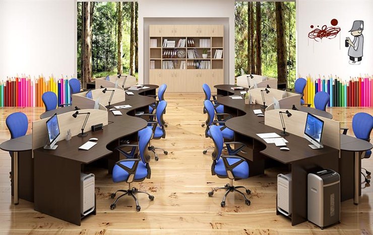Офисный набор мебели SIMPLE с эргономичными столами и шкафом в Вологде - изображение 4